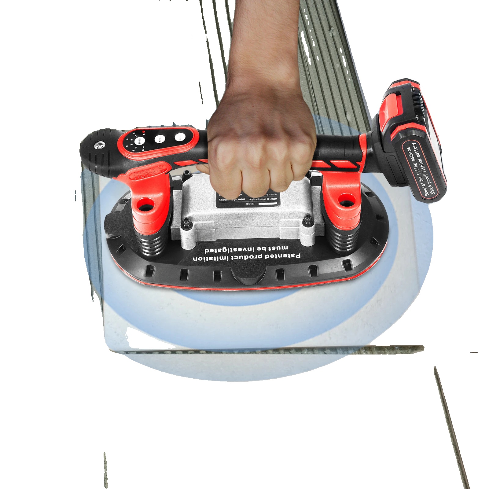 Flieseninstallationswerkzeug, Vibrationsfrequenz 3000-13000 U/min, Saugnapffläche 11,02 X 5,9 Zoll, Unterstützt Bis Zu 176,4 Lbs, Batteriekapazität