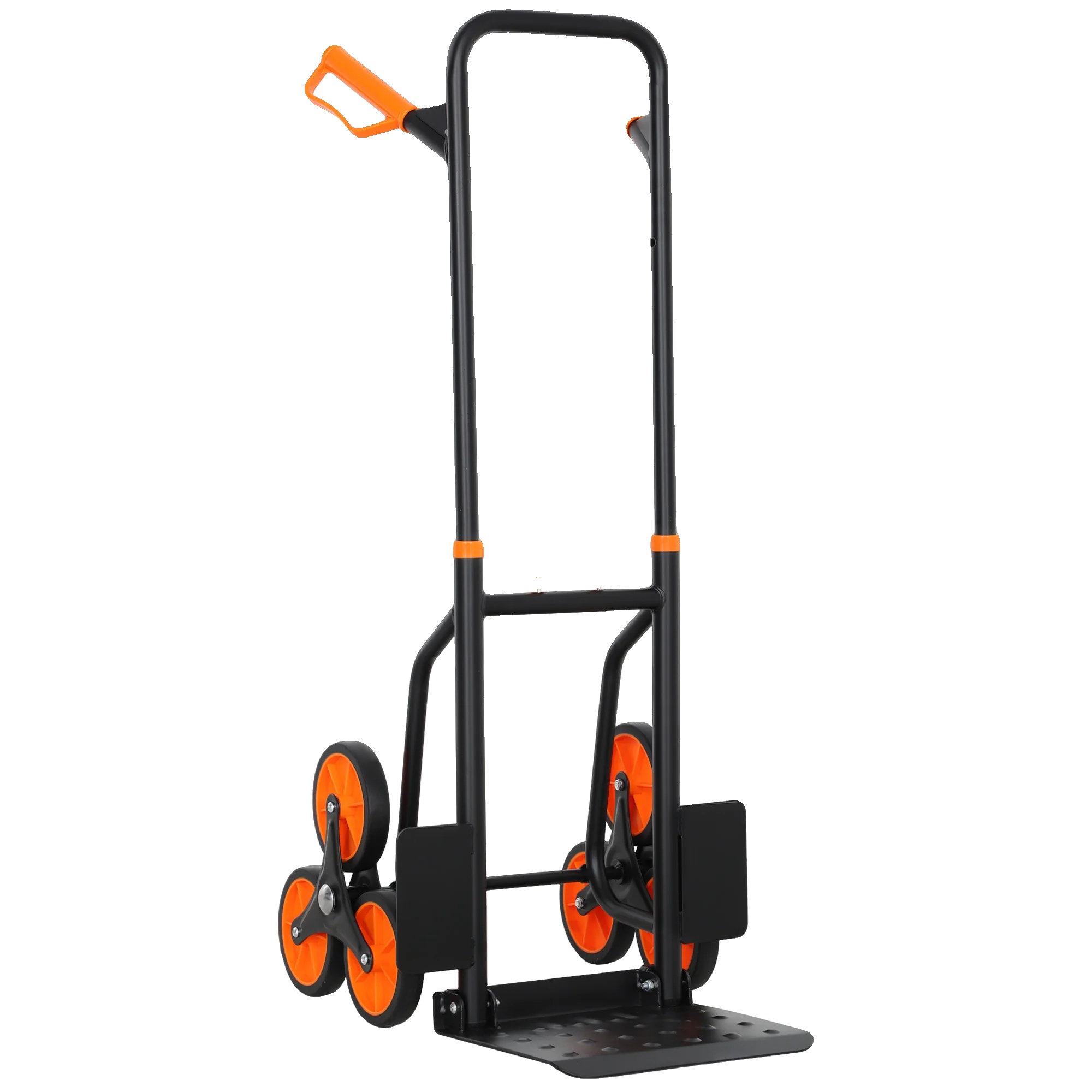 Handwagen, 6-rad-design, Teleskopgriff, Schwarz + Orange