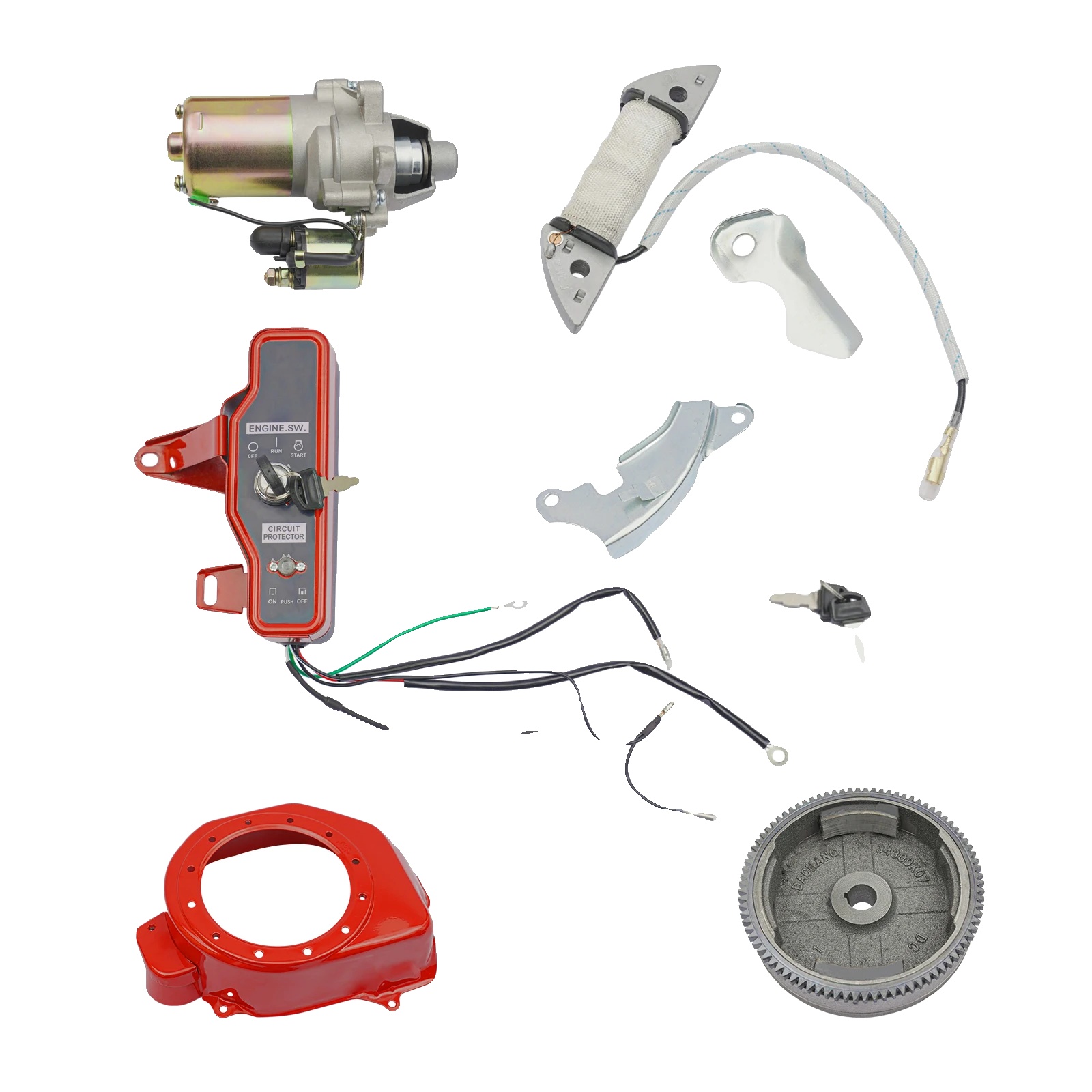 Schwungrad-kit, Elektrostart-umrüstung, 12v-kompatibilität, Rot