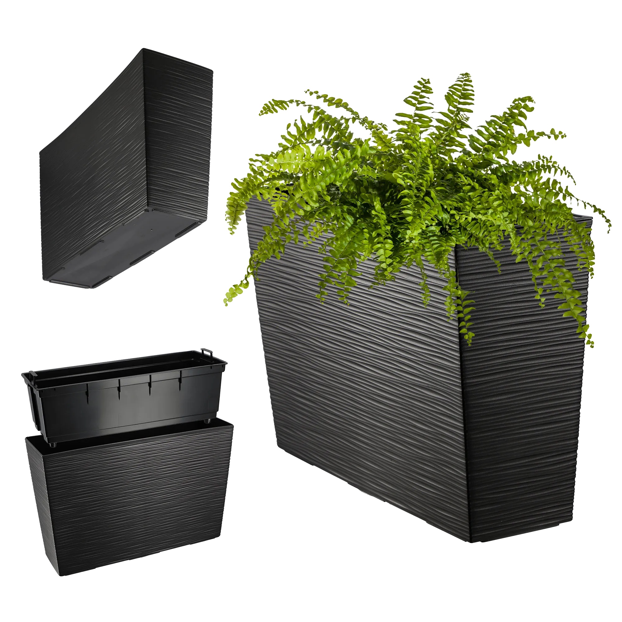 Blumentopf, Langlebiges Design, Integriertes Bewässerungssystem, Schwarz