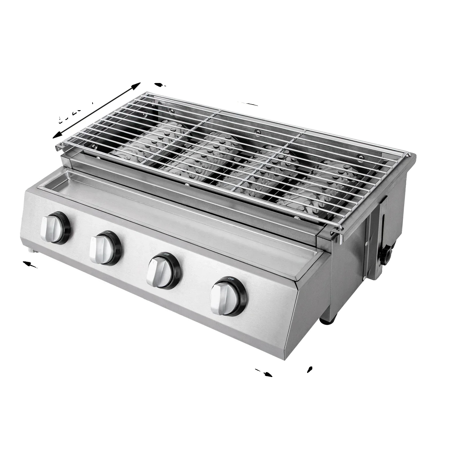 Gasgrill, Edelstahl, Abnehmbarer Grill, Hellgrau