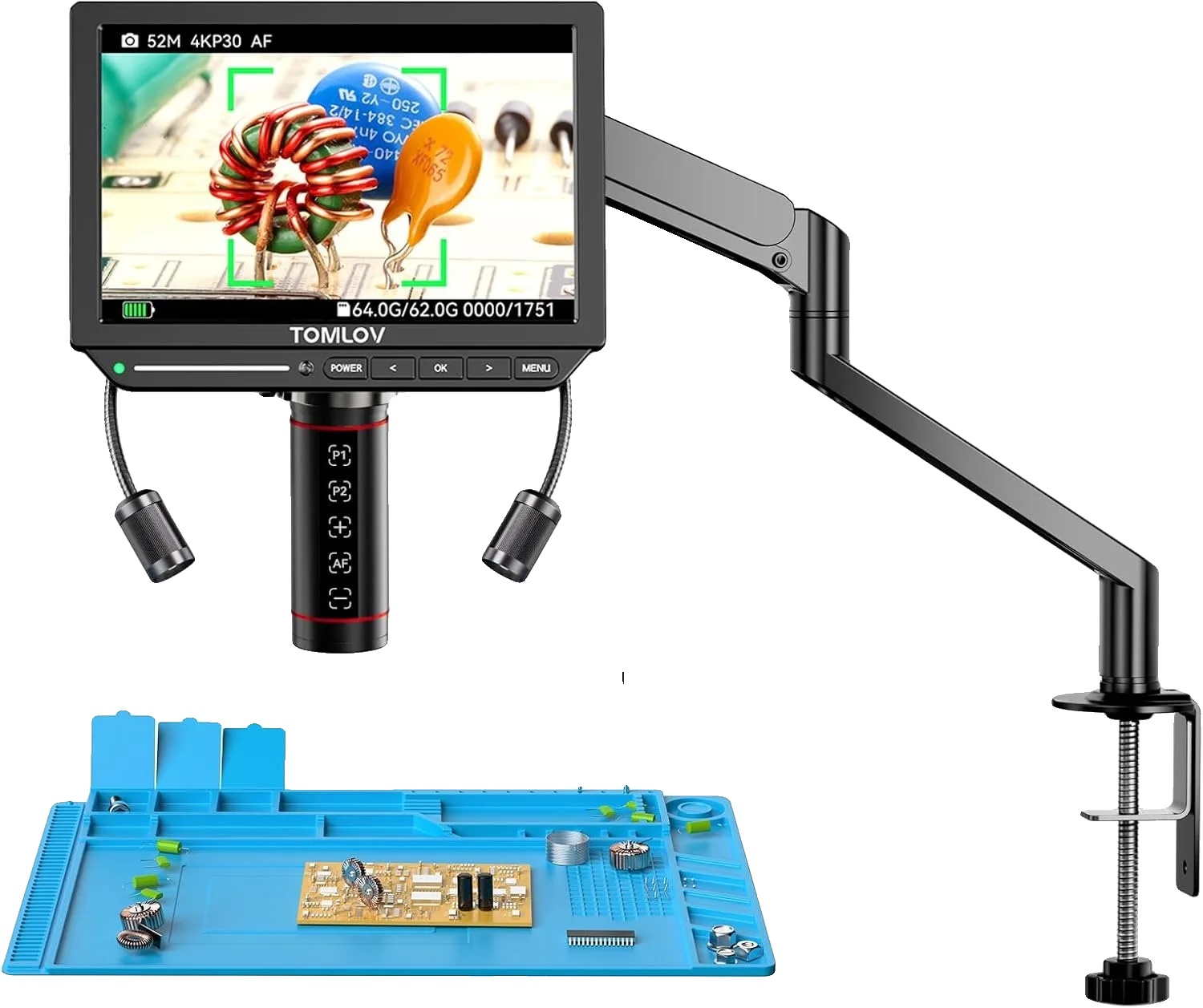 Digitalmikroskop, 8-zoll-bildschirm, 1500x - 3000x Vergrößerung, Hochauflösender Videoausgang, Integrierter Wiederaufladbarer Akku, Ce- Und