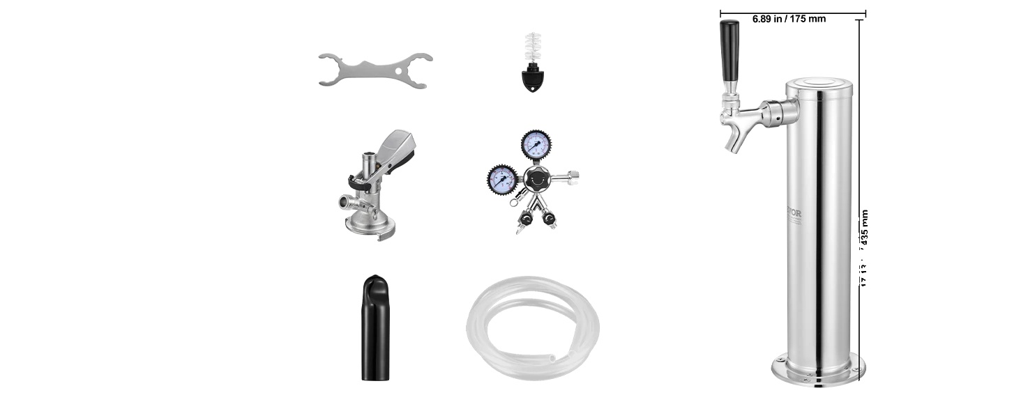 Kegerator Turm Kit, Edelstahl, Einzeltap, 1 Wasserhahn A