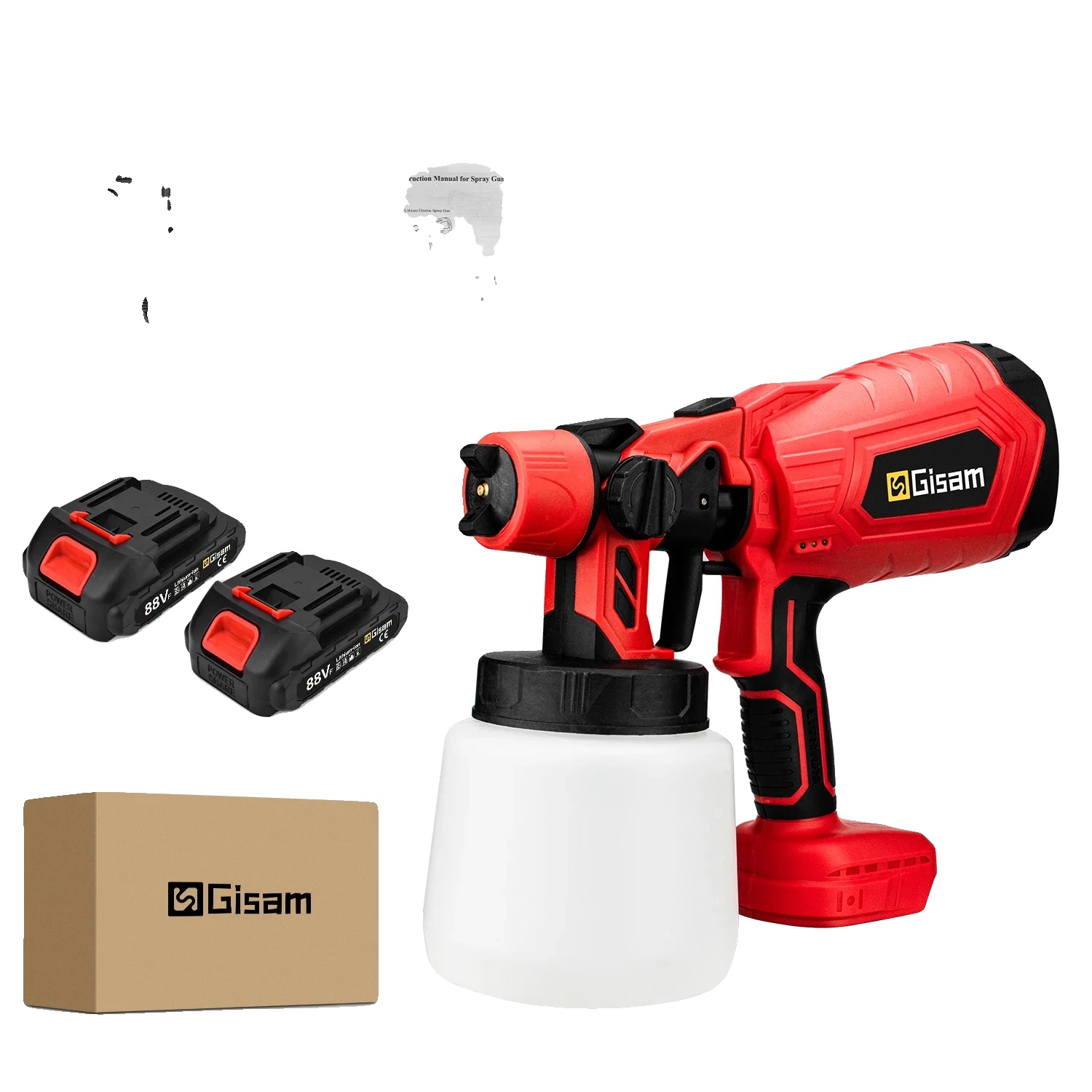 Elektrische Spritzpistole, 1000 Ml Kapazität, Hohe Effizienz, 2 Kleine Batterie Rot