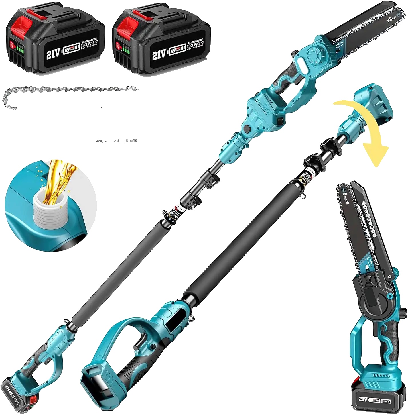 Hochäste-säge, Kabelloses Design, Erweiterte Reichweite, Mit 2xbattery