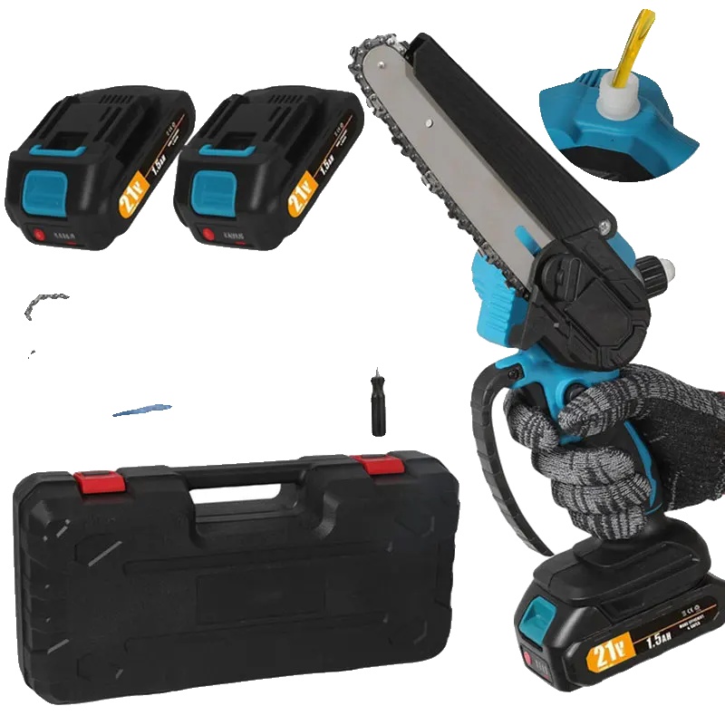Kettensäge, Kabelloses Design, Automatische Schmierung, 2 Batterien Set