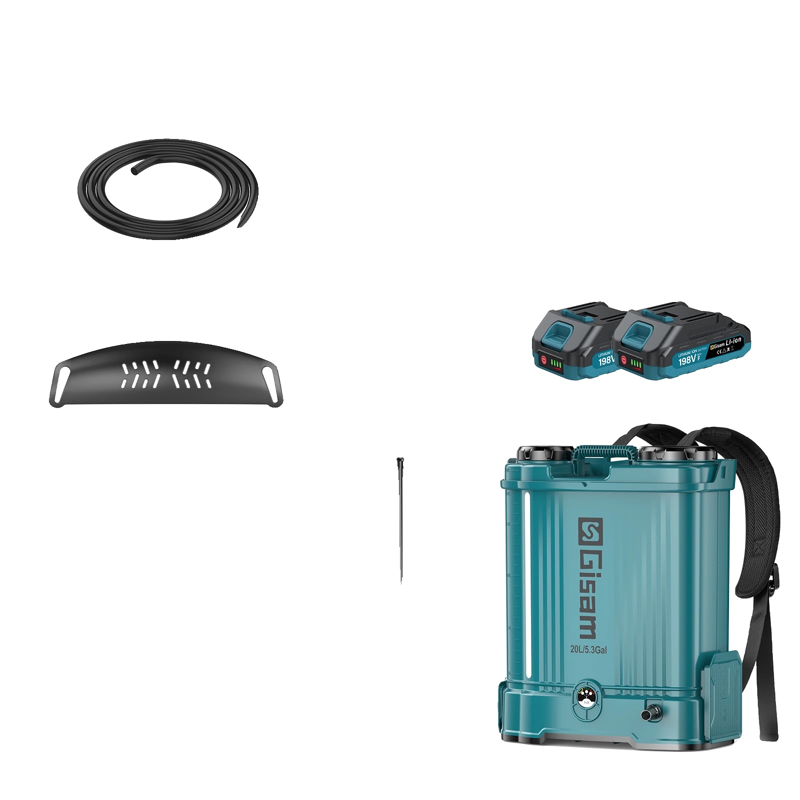Elektrischer Sprüher, 20l Kapazität, Einstellbarer Druck, 2 Batterien