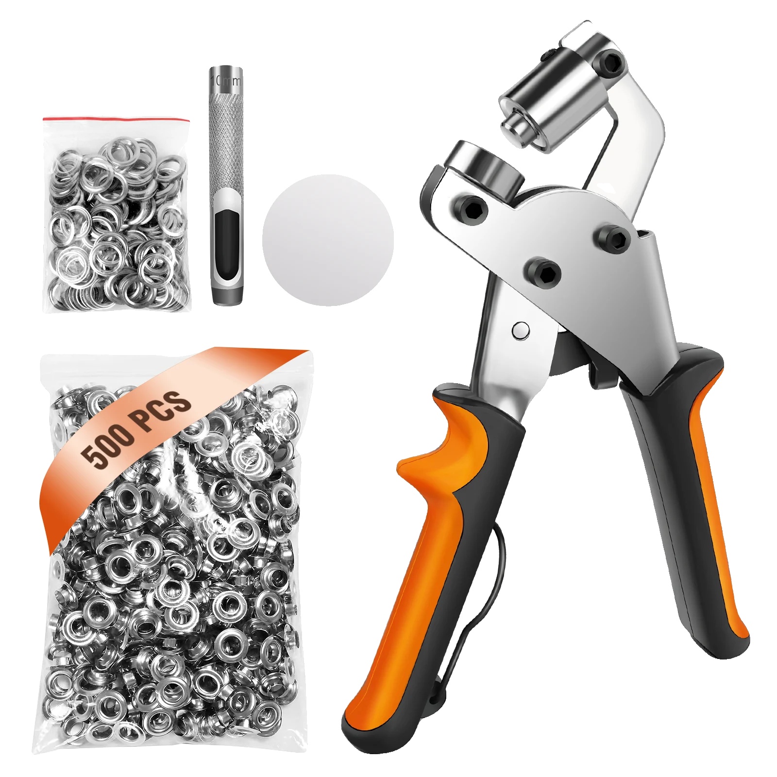 Ösenwerkzeug, Ergonomischer Griff, Enthält 500 Metallösen, 3/8 Zoll (10mm)
