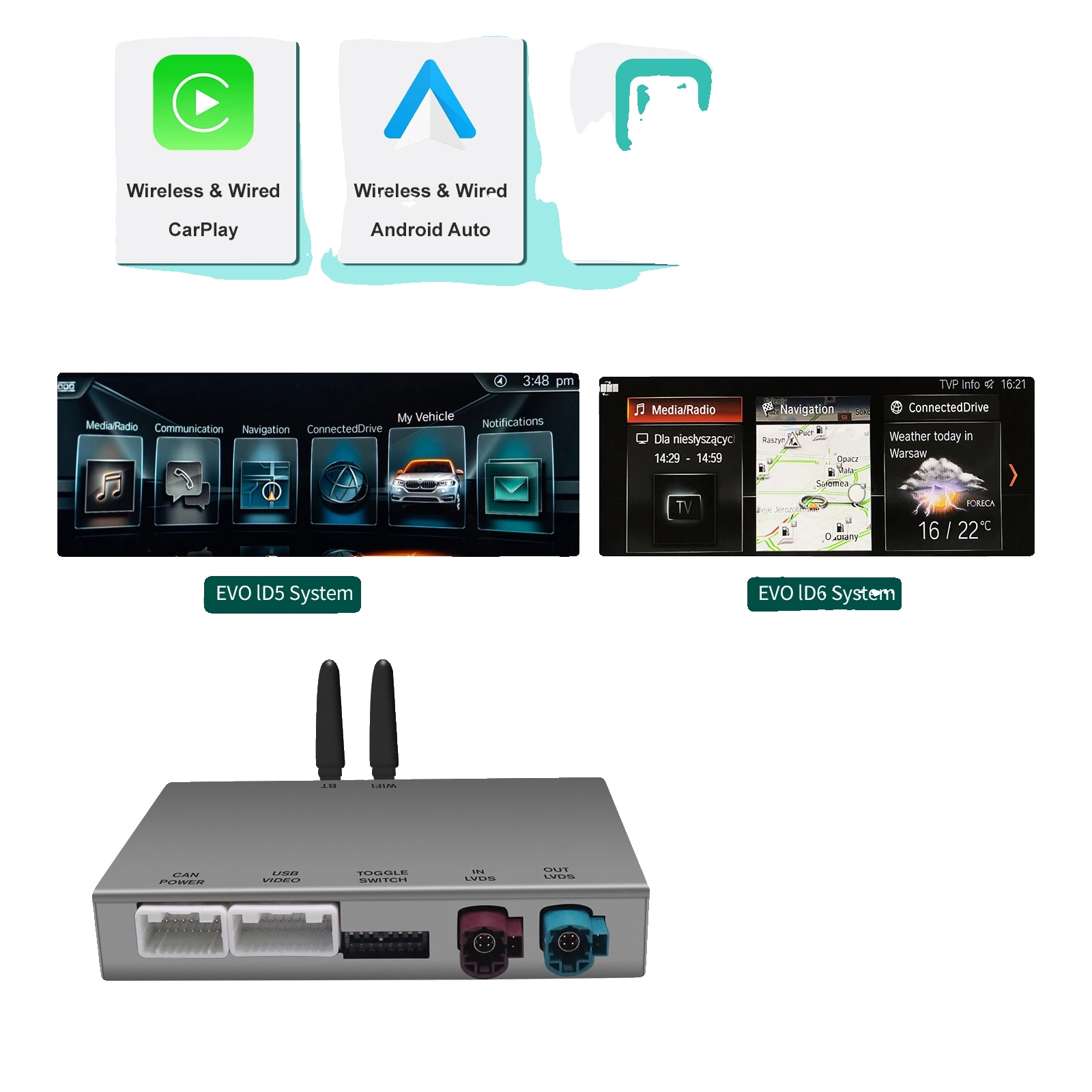 Drahtloses Carplay-modul, Unterstützt Android Auto, Einfache Installation, Für Evo