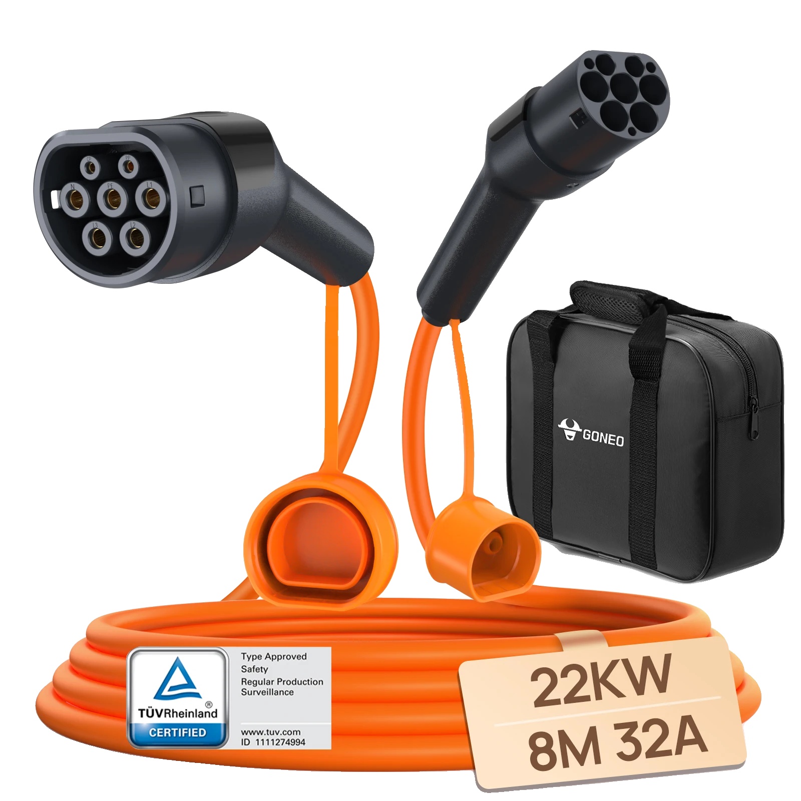 Ev-ladekabel, Tüv-zertifiziert, Wasserdicht, 22kw 32a 8m