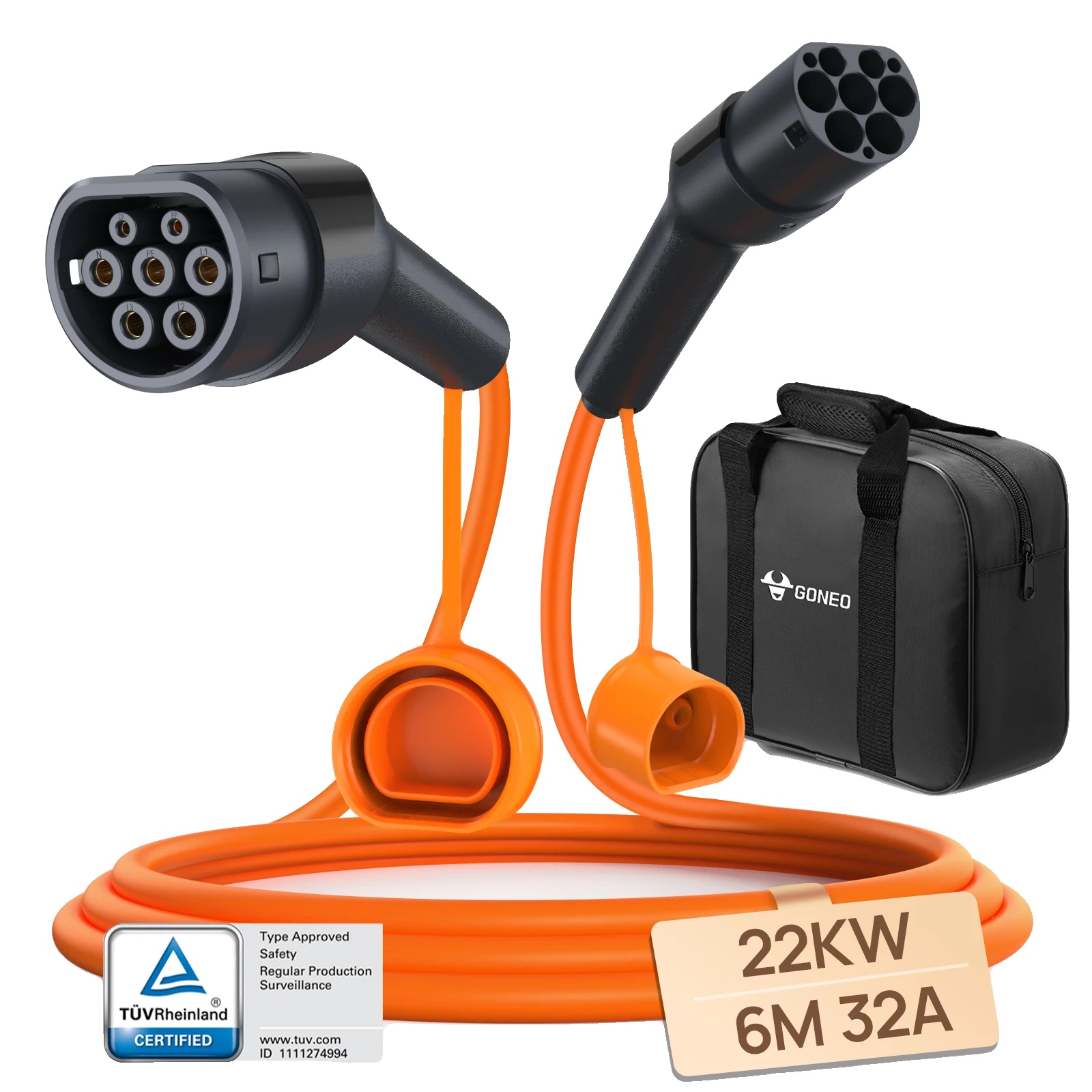 Ev-ladekabel, Tüv-zertifiziert, Wasserdicht, 22kw 32a 6m