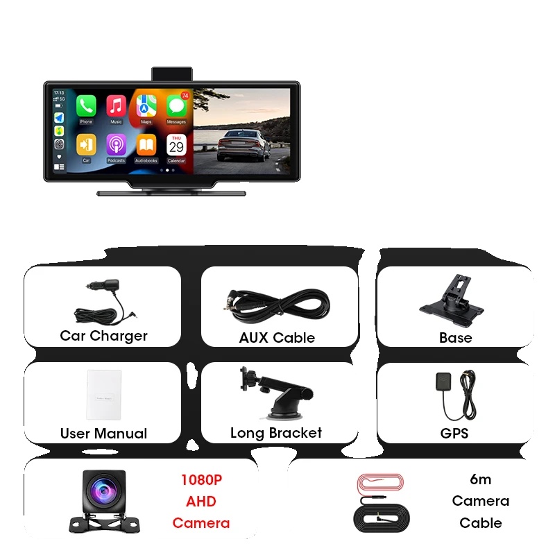 Auto-monitor, 10,26 Zoll Display, Unterstützt Carplay Und Android Auto, T80d-dvr Gps