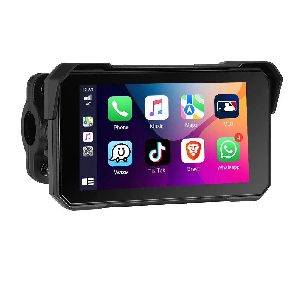 Kabelloses Carplay, Motorradmonitor, Dual-kameras, 5inch