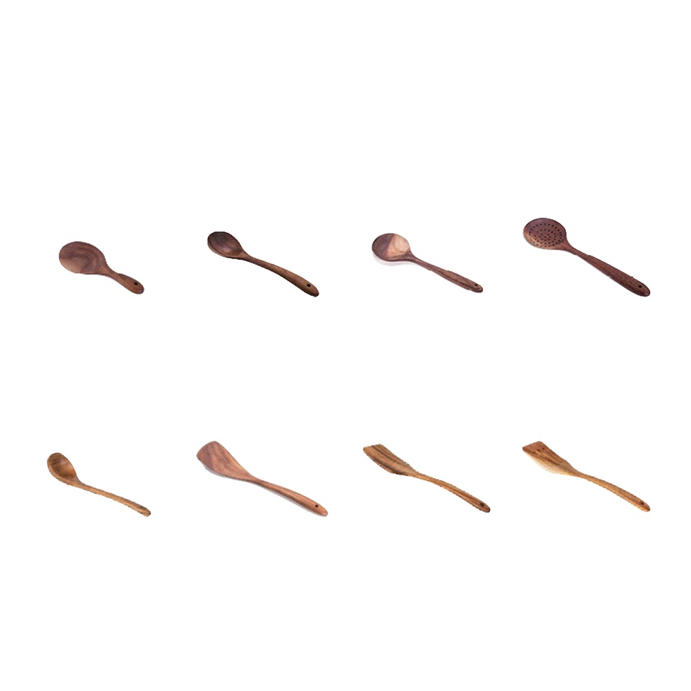 Küchenutensilien-set, Teakholz, Ergonomisches Design, Gelb
