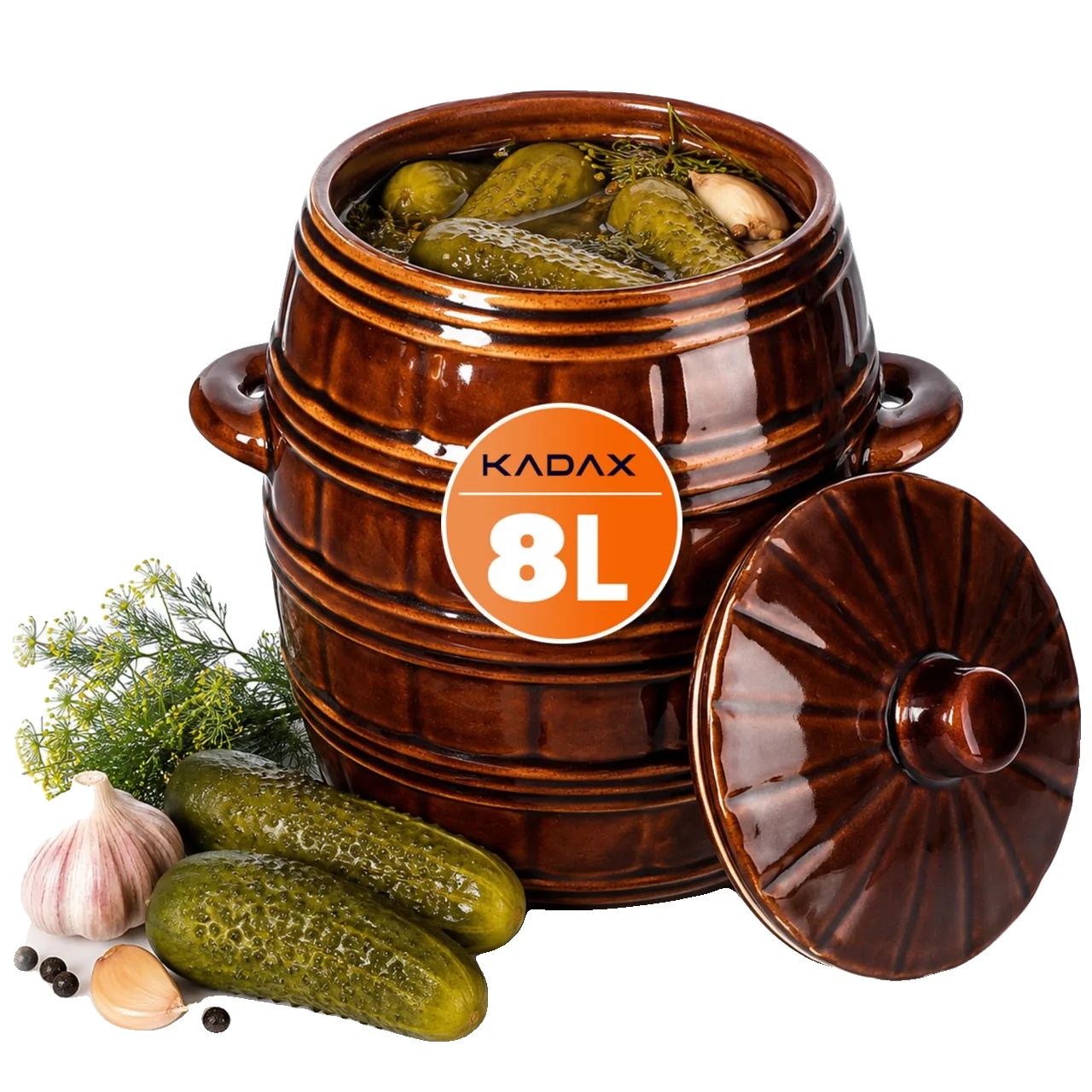 Sauerkrautfass, 8l Kapazität, Hochwertige Keramik, Braun