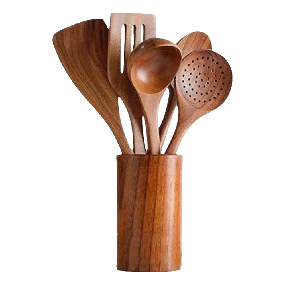 Kochgeschirrset, Umweltfreundliche Holzbauweise, Ergonomische Griffe, Holz