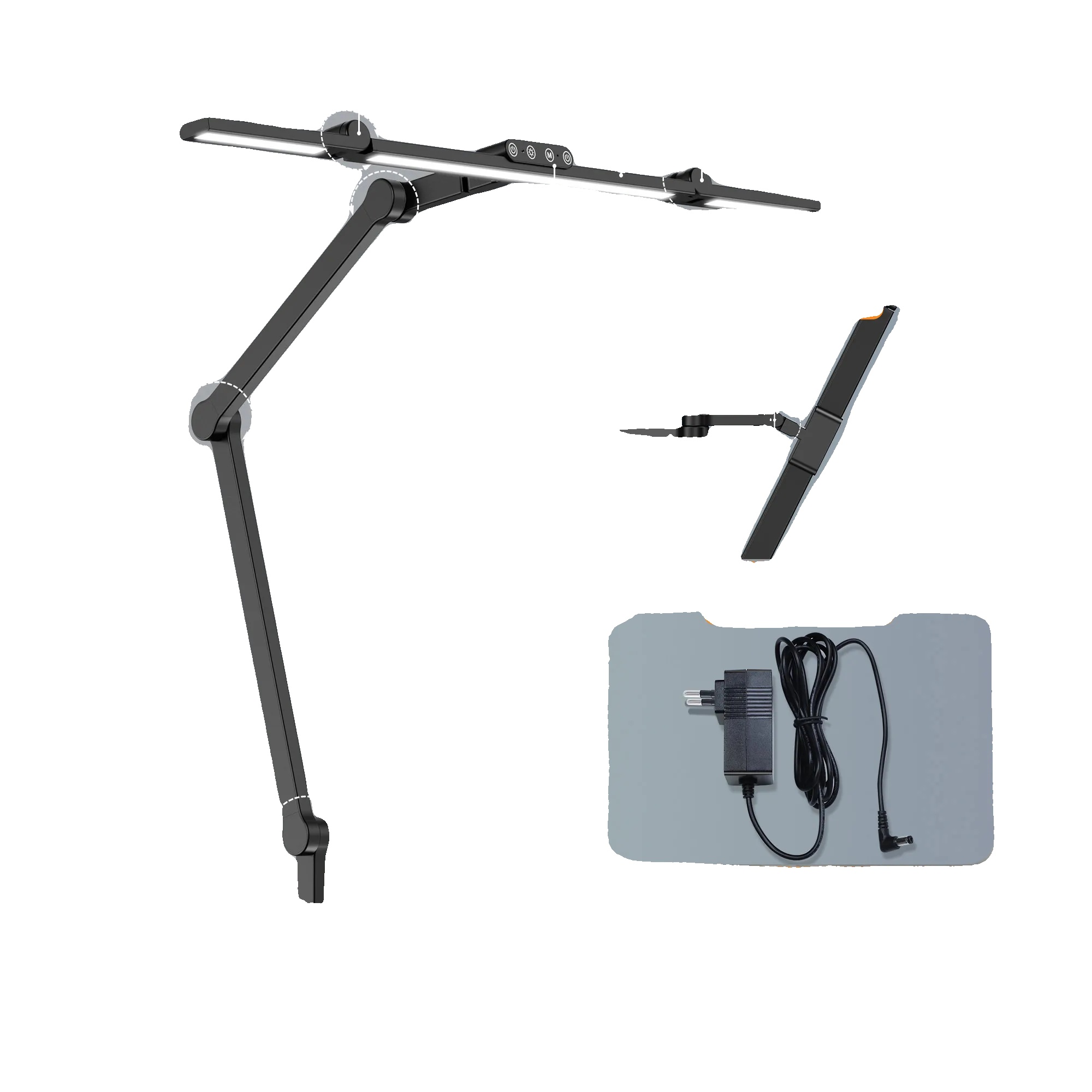 Schreibtischlampe, Verstellbares Dreikopf-design, Speicherfunktion, Leselampe