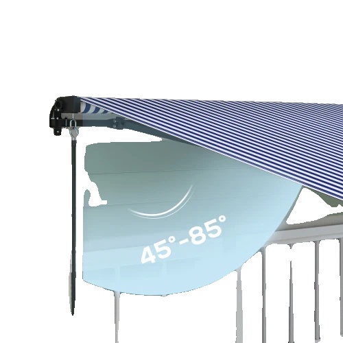Wandmontierte Sonnenschutz, 350 X 290 Cm, Verstellbarer Winkel 45-85°, Polyester Material, Wasserdichte Beschichtung, Aluminiumrahmen