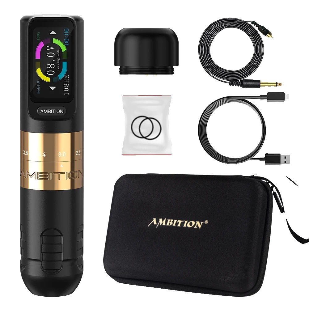 Tattoo-maschinenstift, Verstellbarer Hub, Bürstenloser Motor, Gold Eine Batterie