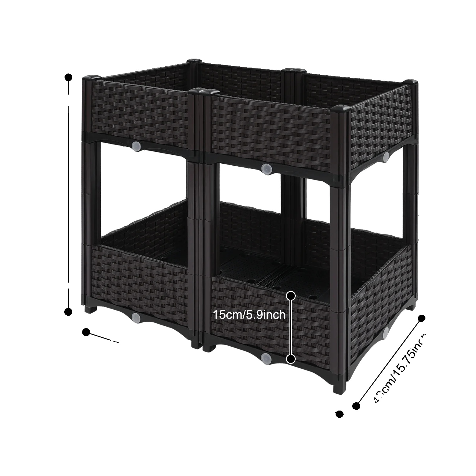 Hochbeet, Vertikales Design, 4-box-konfiguration, Schwarz