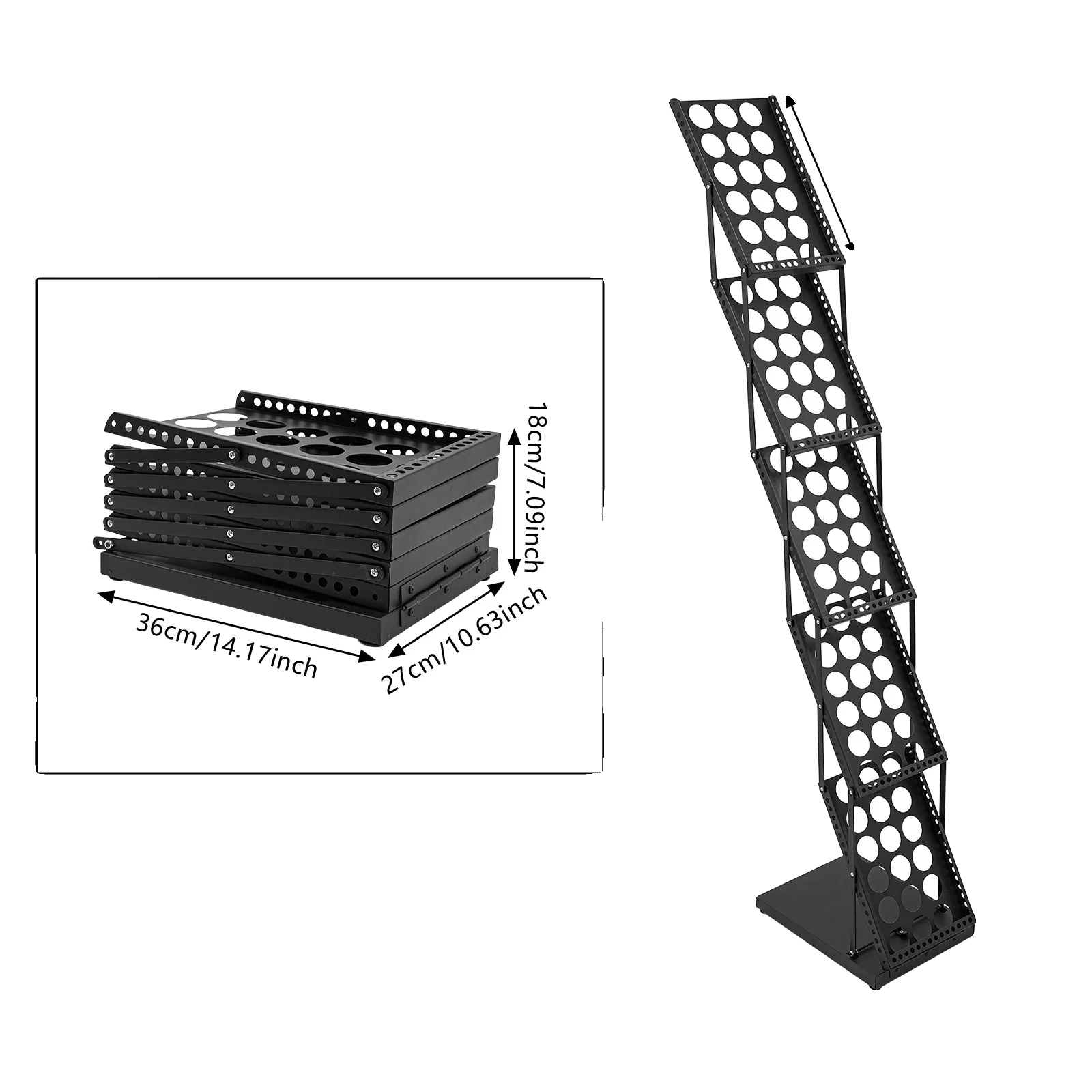 Broschüre Stand, 5-stufiges Design, Faltbare Bequemlichkeit, Schwarz