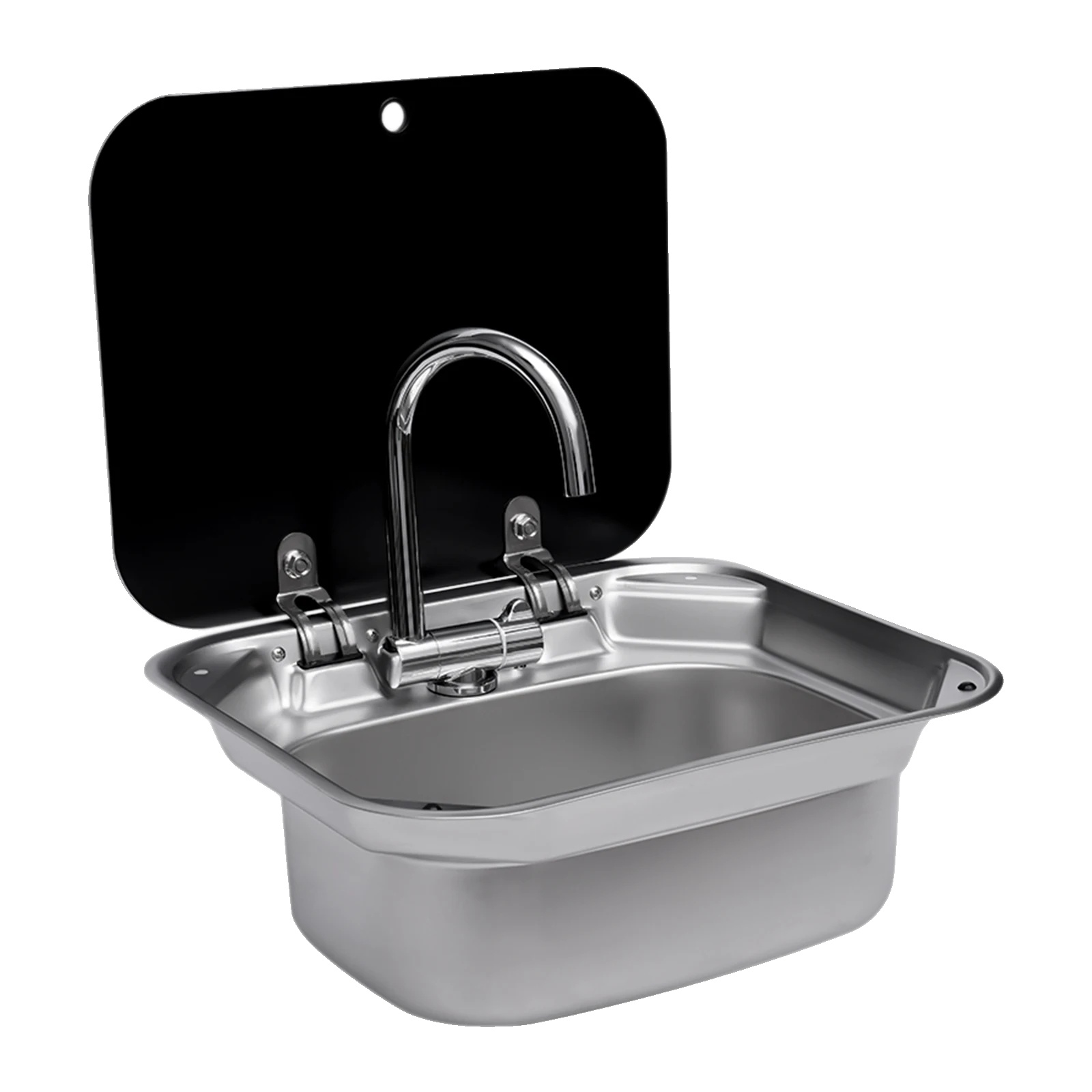 Waschbecken, Multifunktionales Design, Langlebige Materialien, Schwarz Silber