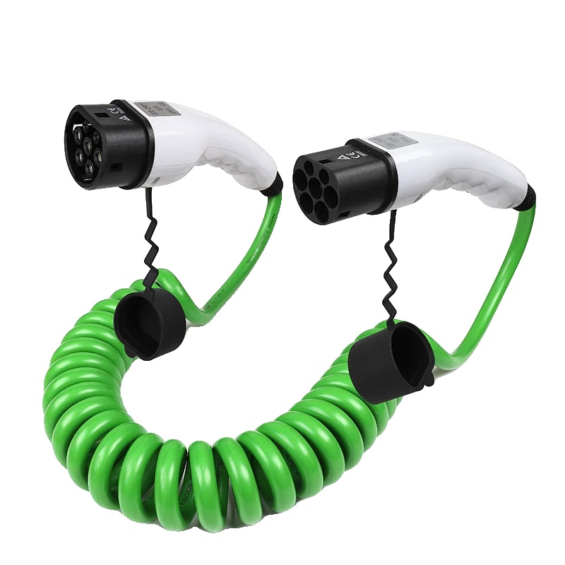 Ev-ladekabel, Spiraldesign, Kompatibel Mit Typ 2, 32a 3 Phasen