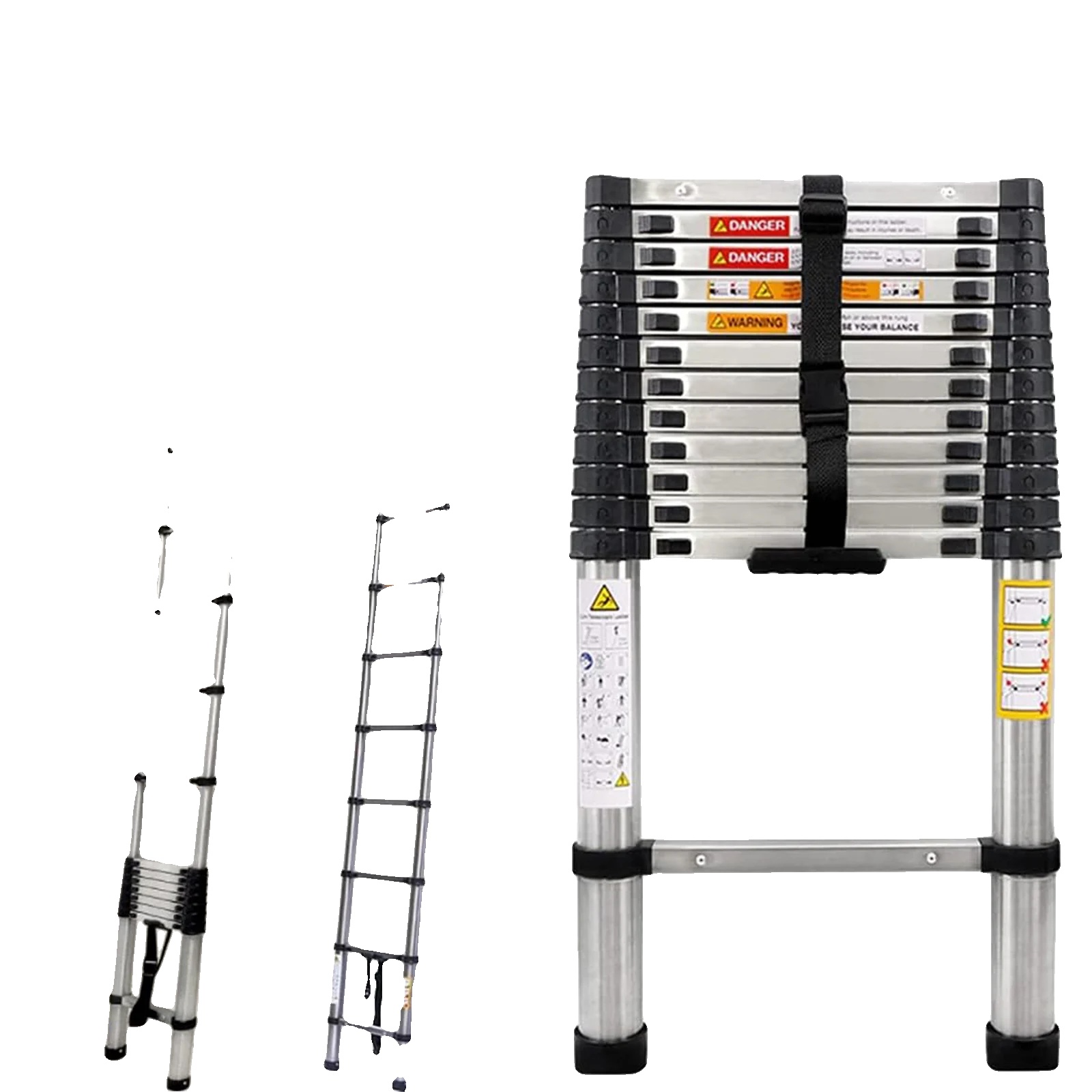 Teleskopleiter, Maximalhöhe 3,8 Meter, Edelstahlmaterial, En131-zertifizierung, Faltbares Design, Leicht Und Tragbar