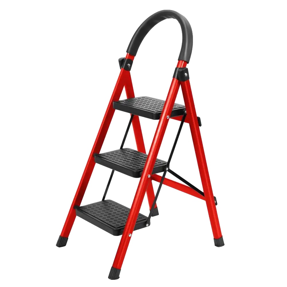 Leiter, 3-stufiges Design, Hohe Tragfähigkeit, Rot