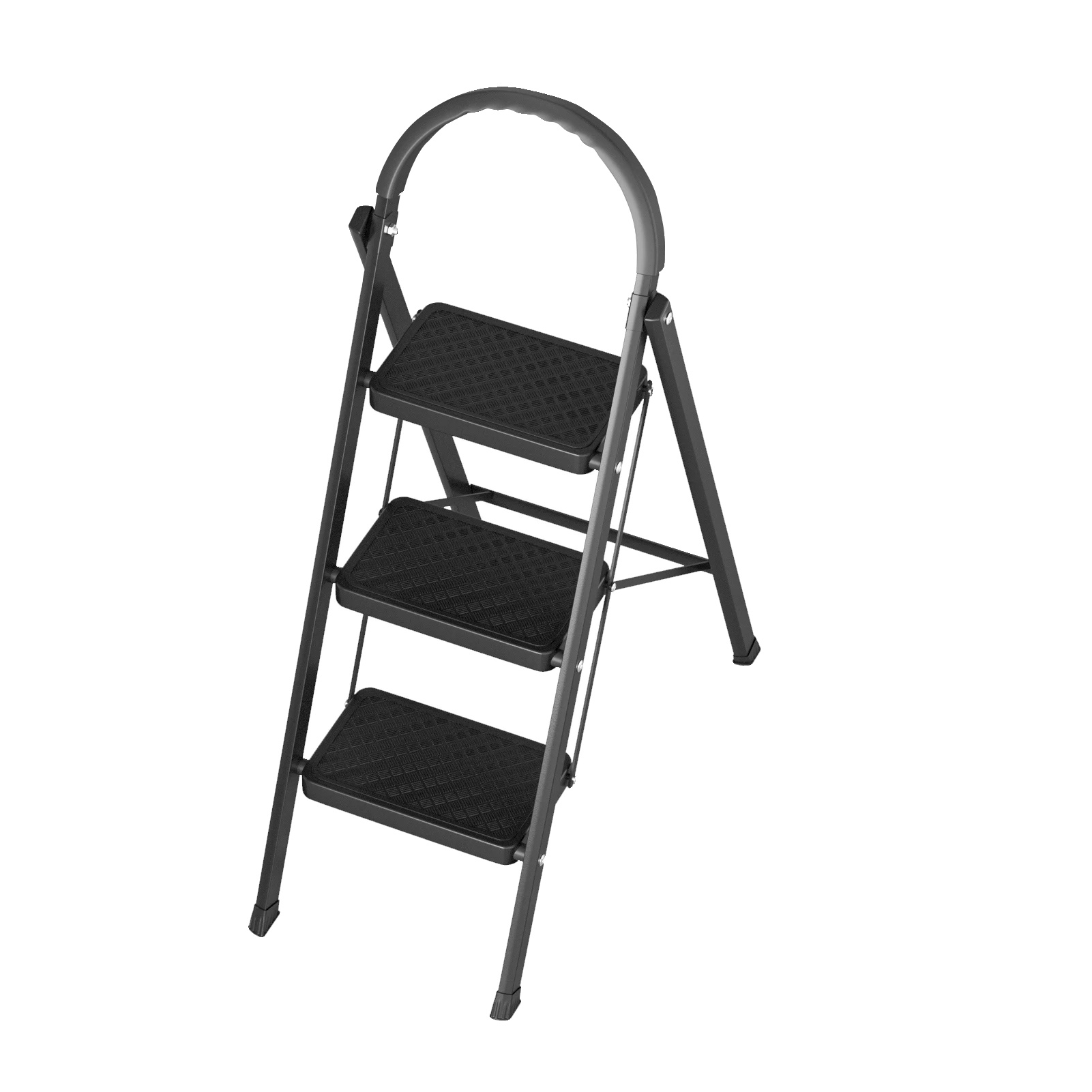 Leiter, 3-stufiges Design, Hohe Tragfähigkeit, Schwarz