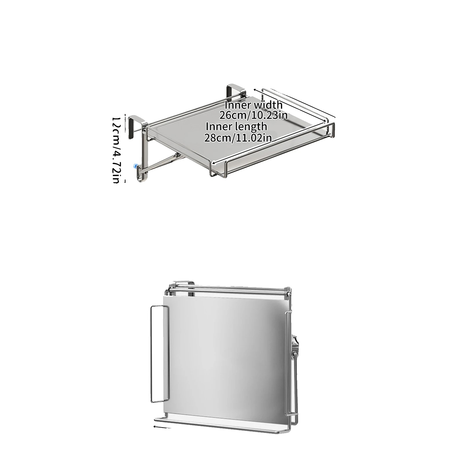 Küchenregal, Faltbares Design, Verstellbarer Sockel, Silber Grau