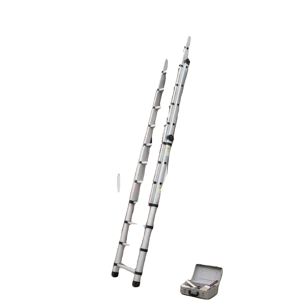 Teleskopleiter, Aluminium, Ein-knopf-rückzug, Armeegrün