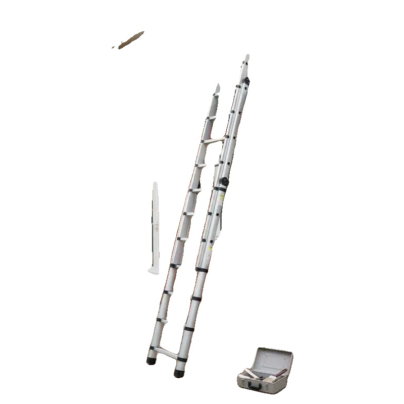 Teleskopleiter, Leichtes Aluminium, Zusammenklappbares Design, Silber