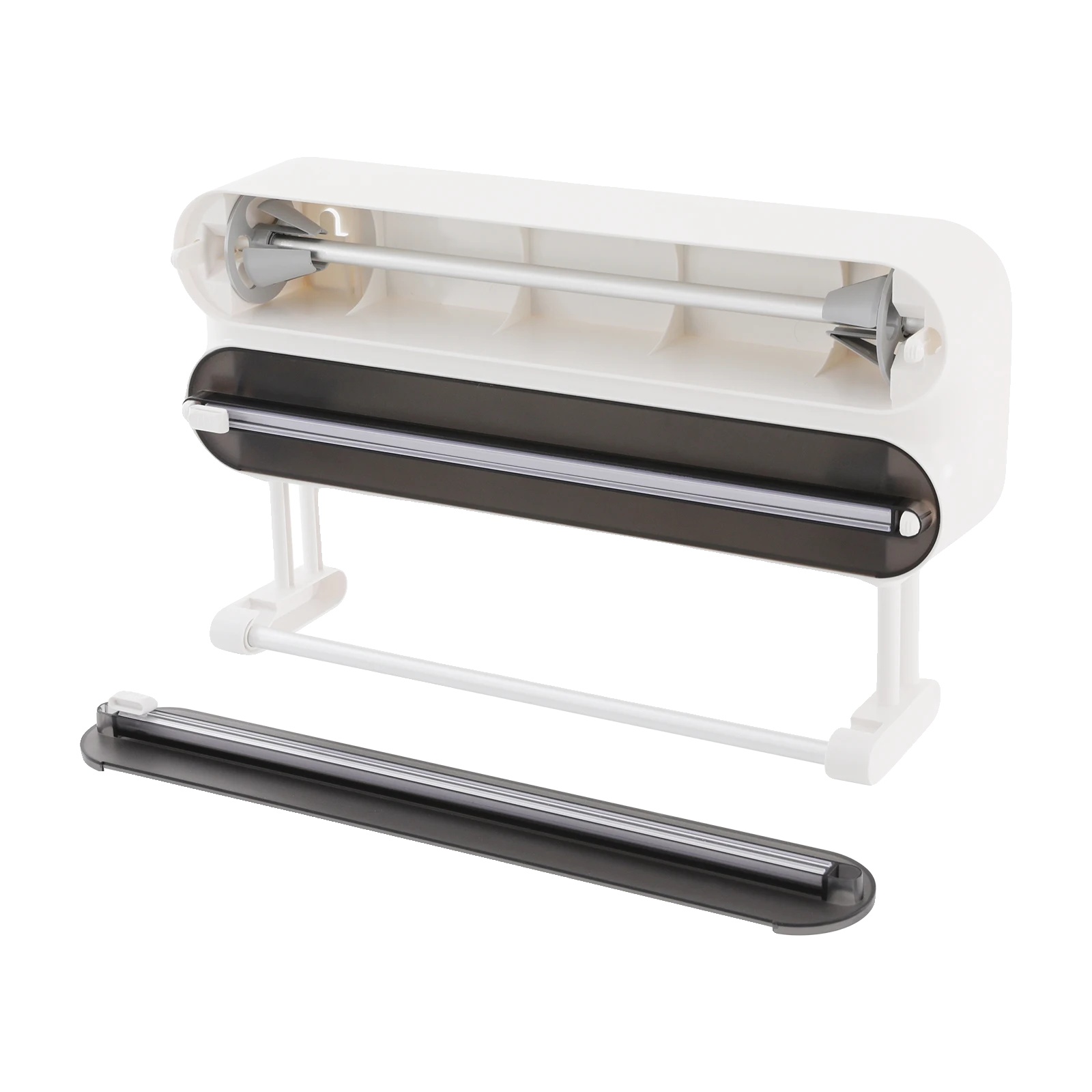 Lebensmittel-filmspender, Wandmontage, Multifunktionales Design, Transluzent Schwarz