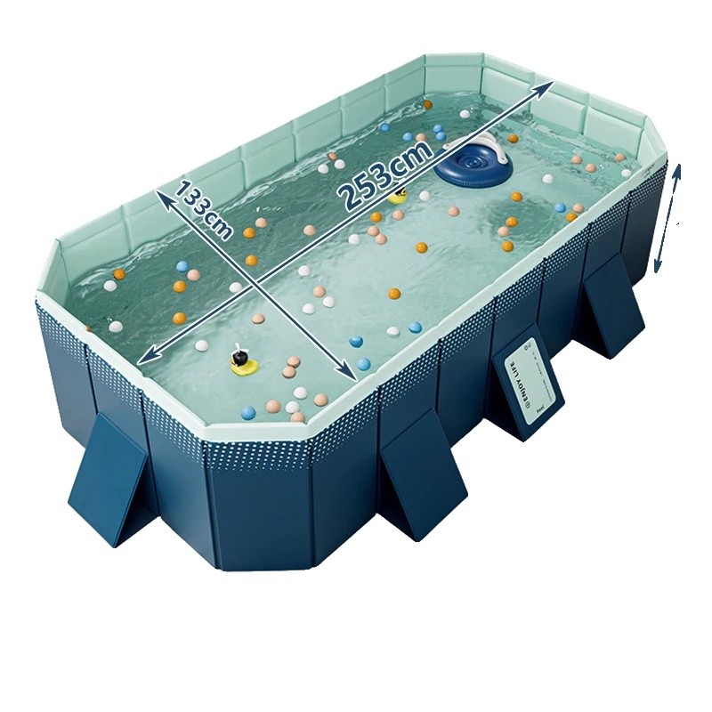 Tragbares Schwimmbecken, Faltbares Design, Langlebiges Pvc-material, Länge 2.53m