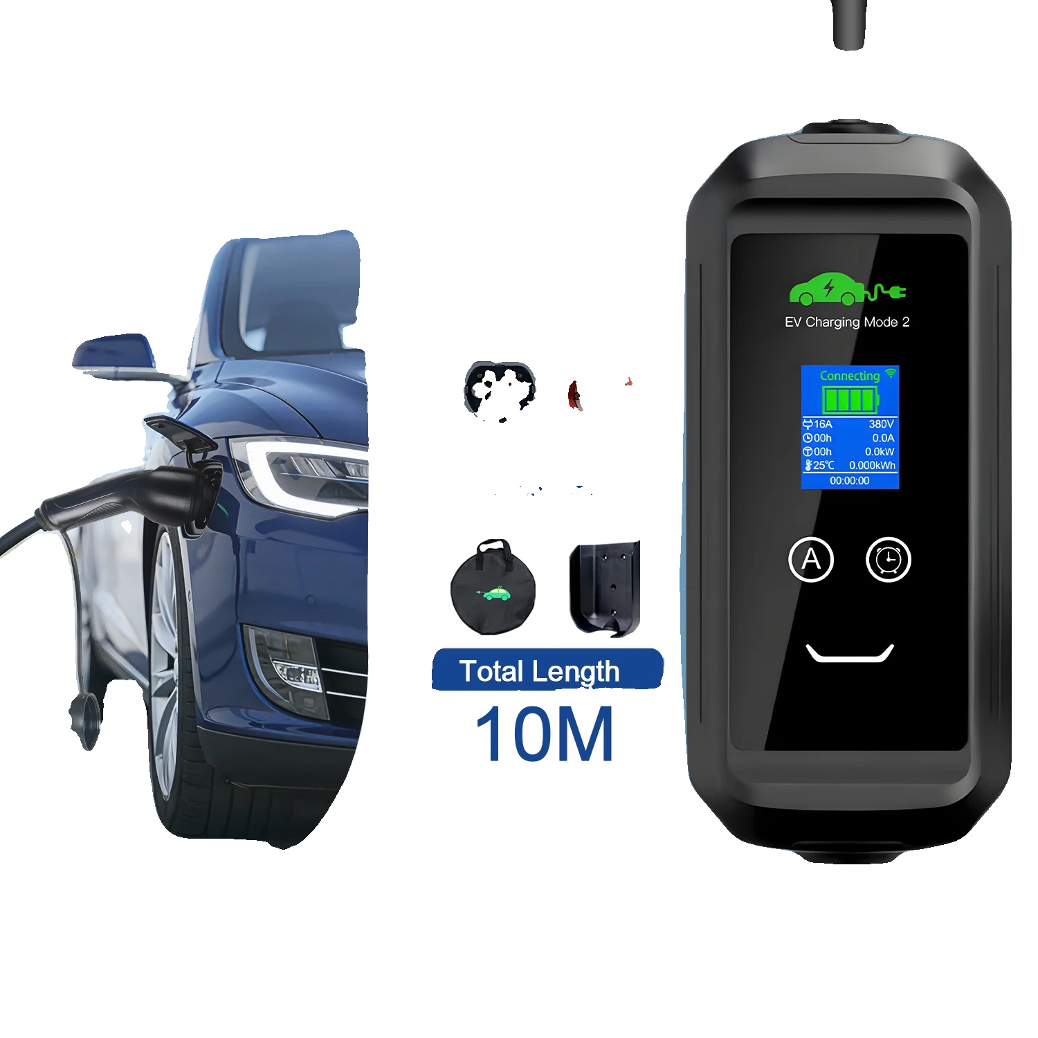 Tragbares Ev-ladegerät, 11kw Leistungsabgabe, Wi-fi- Und Bluetooth-steuerung, App-11kw-10m, Typ2