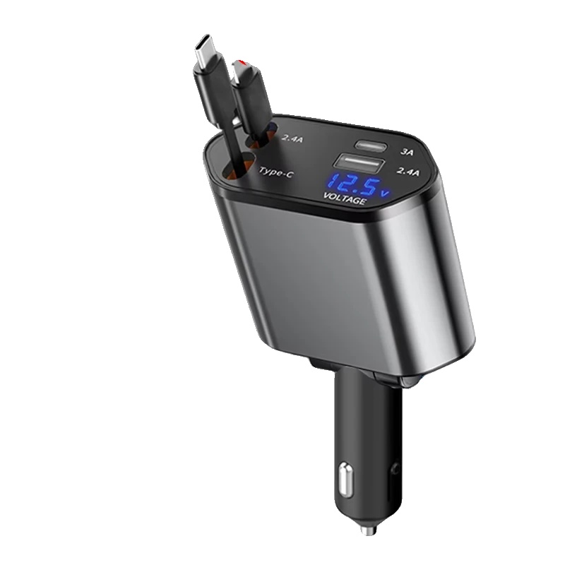 Auto Ladegerät Adapter, 120w Schnellladung, Teleskopdesign, 4-in-1