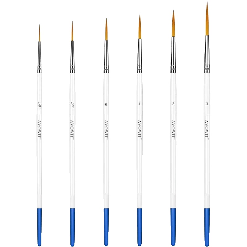 Pinselset, Extrem Feine Spitzen, Ergonomischer Griff, 6 Stück