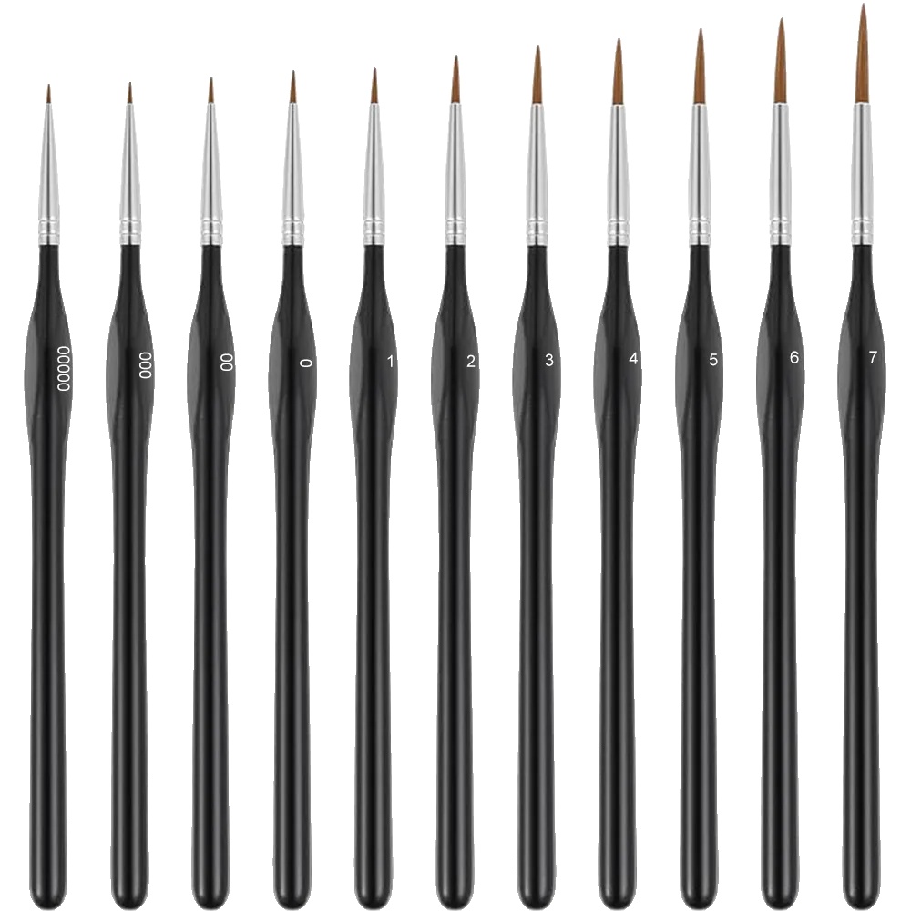 Detailmalpinsel, Feine Spitze, Miniaturmodellmalerei, 11dreieck Schwarz