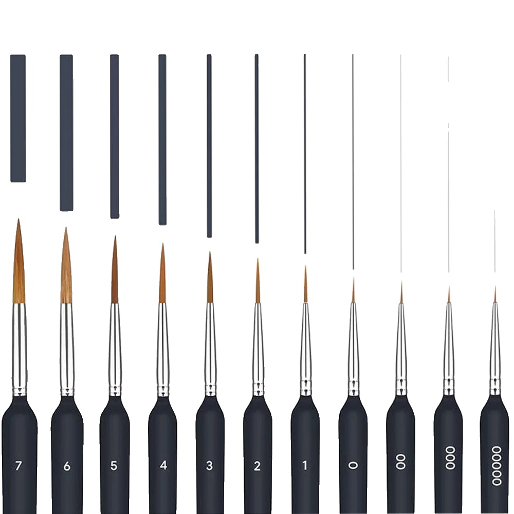 Detailmalpinsel, Feine Spitze, Miniaturmodellmalerei, 11pcs Schwarze Runde
