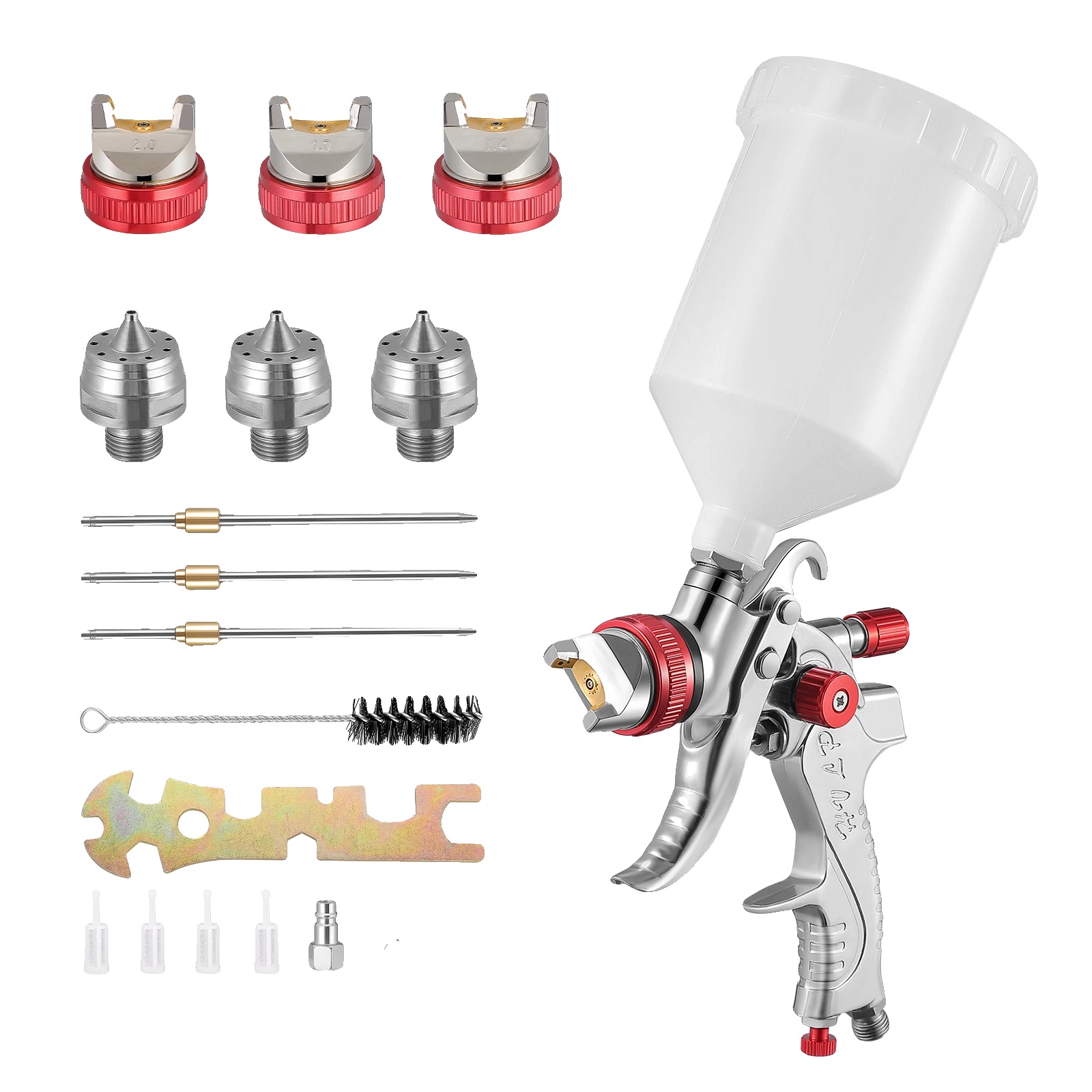 Spritzpistole, Hvlp-design, Mehrere Düsen Größen, Rot, Eu-stecker