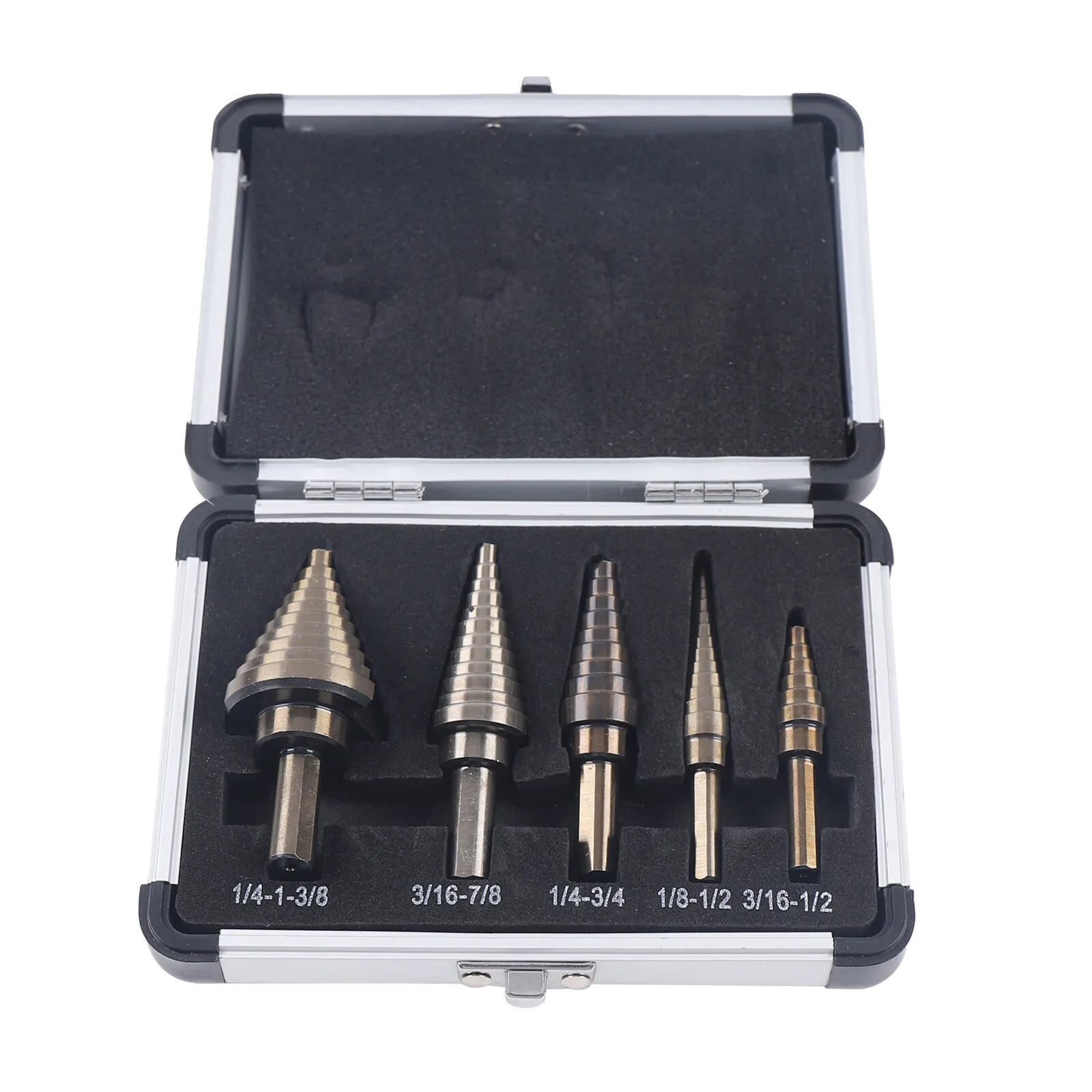 Stufenbohrer Set, 5 Stück, Präzisionsmetallbohren, Silber