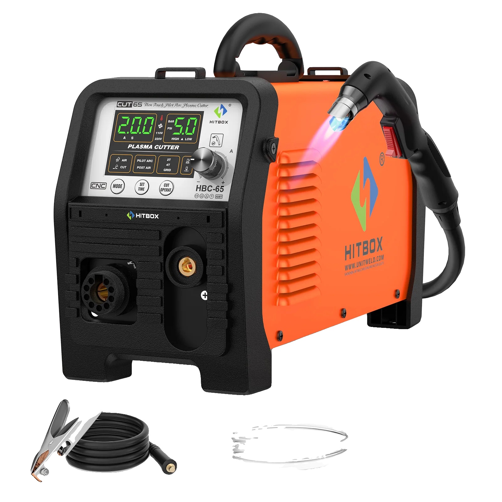 Plasmaschneider, Lcd-digitalanzeige, Einstellbare Luftzeit, Schnitt 1-25 Mm Edelstahl, Kohlenstoffstahl Und Aluminium, Hbc65, Eu-stecker
