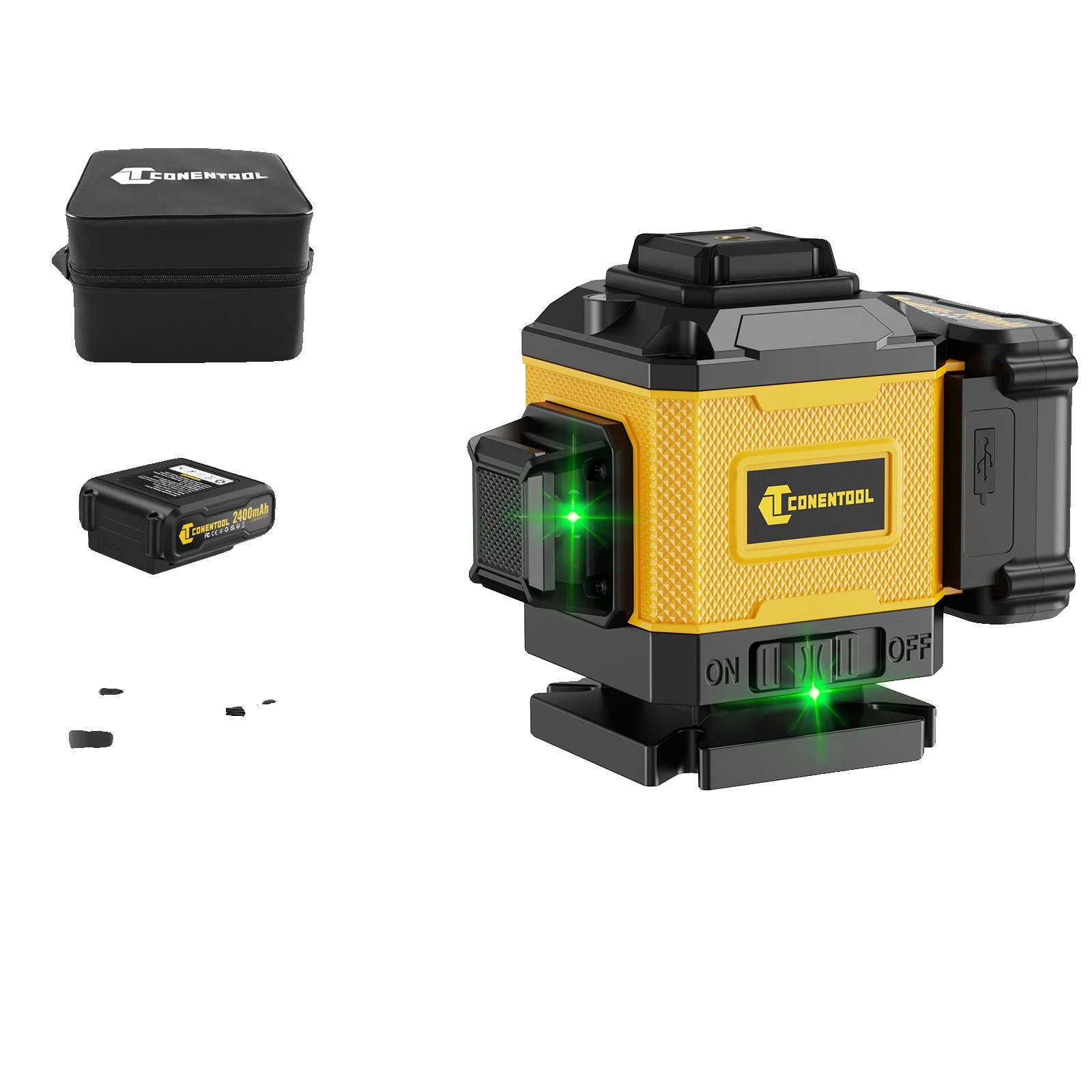 Laser-niveau, 16 Linien, 360° Kreuzlinie, 8 Zeile 1 Batterie