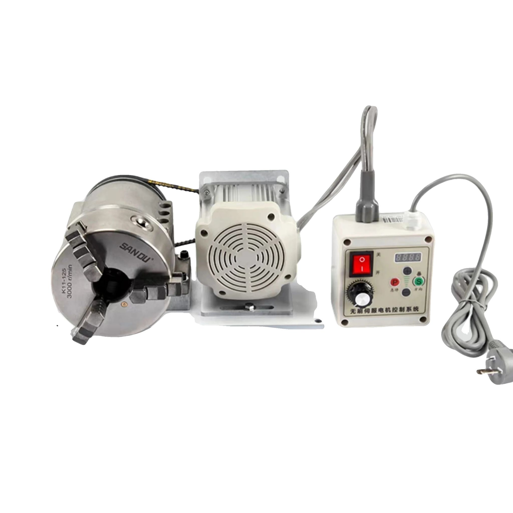 Rotary Achse, 125mm/160mm Spannfutter, 750w Leistung, 0-4500u/min Motor Geschwindigkeit, Grundgröße 300x150x10mm, Mittelpunkt Höhe 85mm/91mm