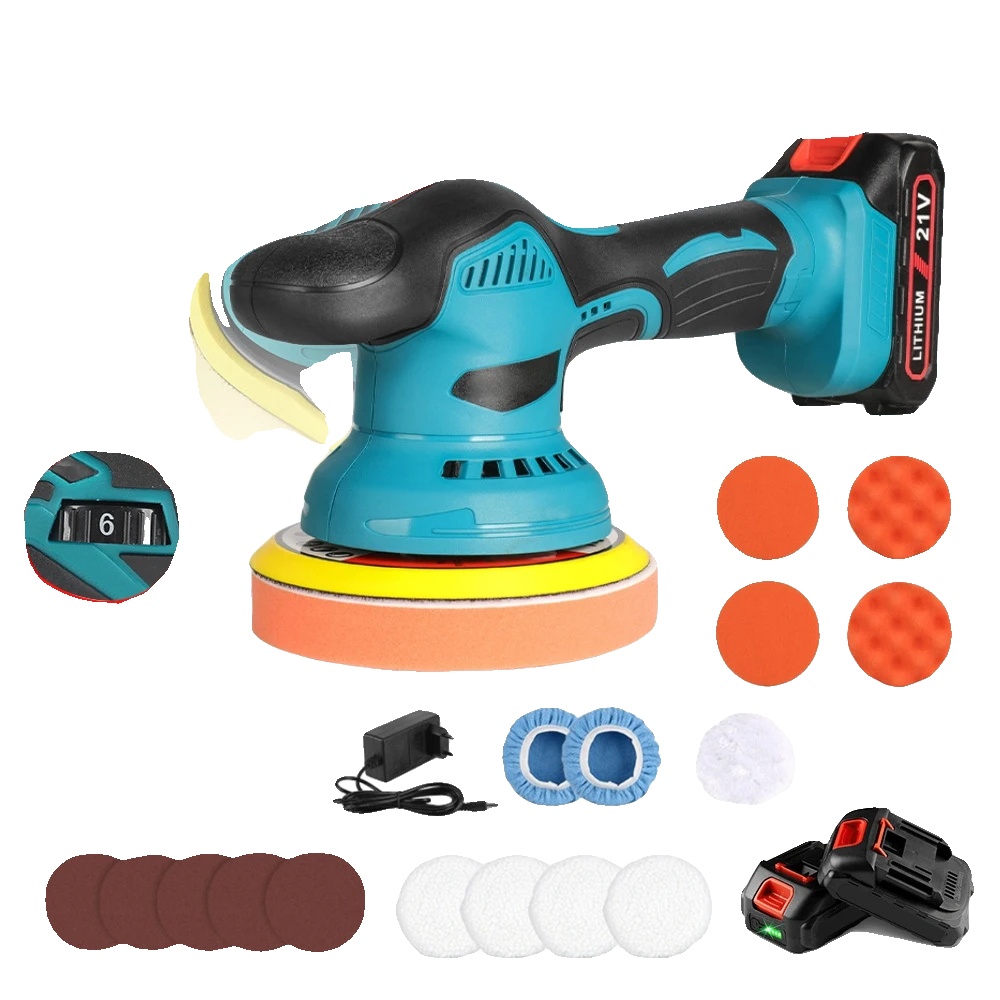 Akku-autopolierer, Variable Geschwindigkeitsregelung, Dual-action-technologie, 2 Batterien