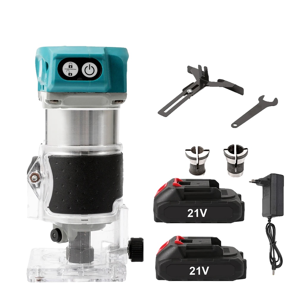 Holzfräse, Bürstenloser Motor, Einstellbare Geschwindigkeit, 2batterie
