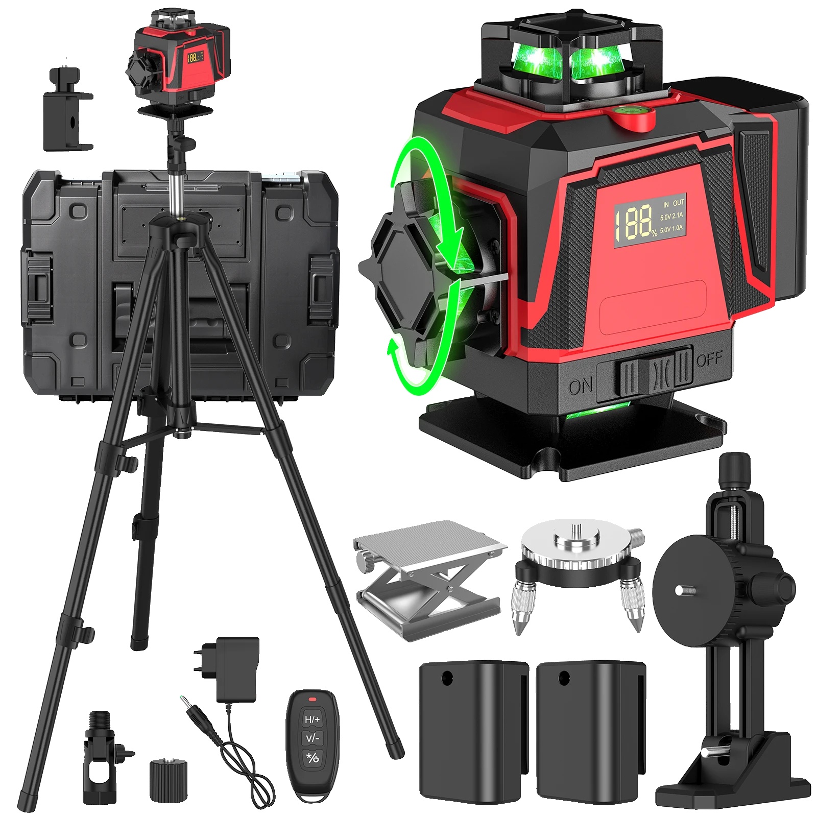 Laser-niveau, Selbstnivellierend, Verstellbares Stativ, Standardpaket