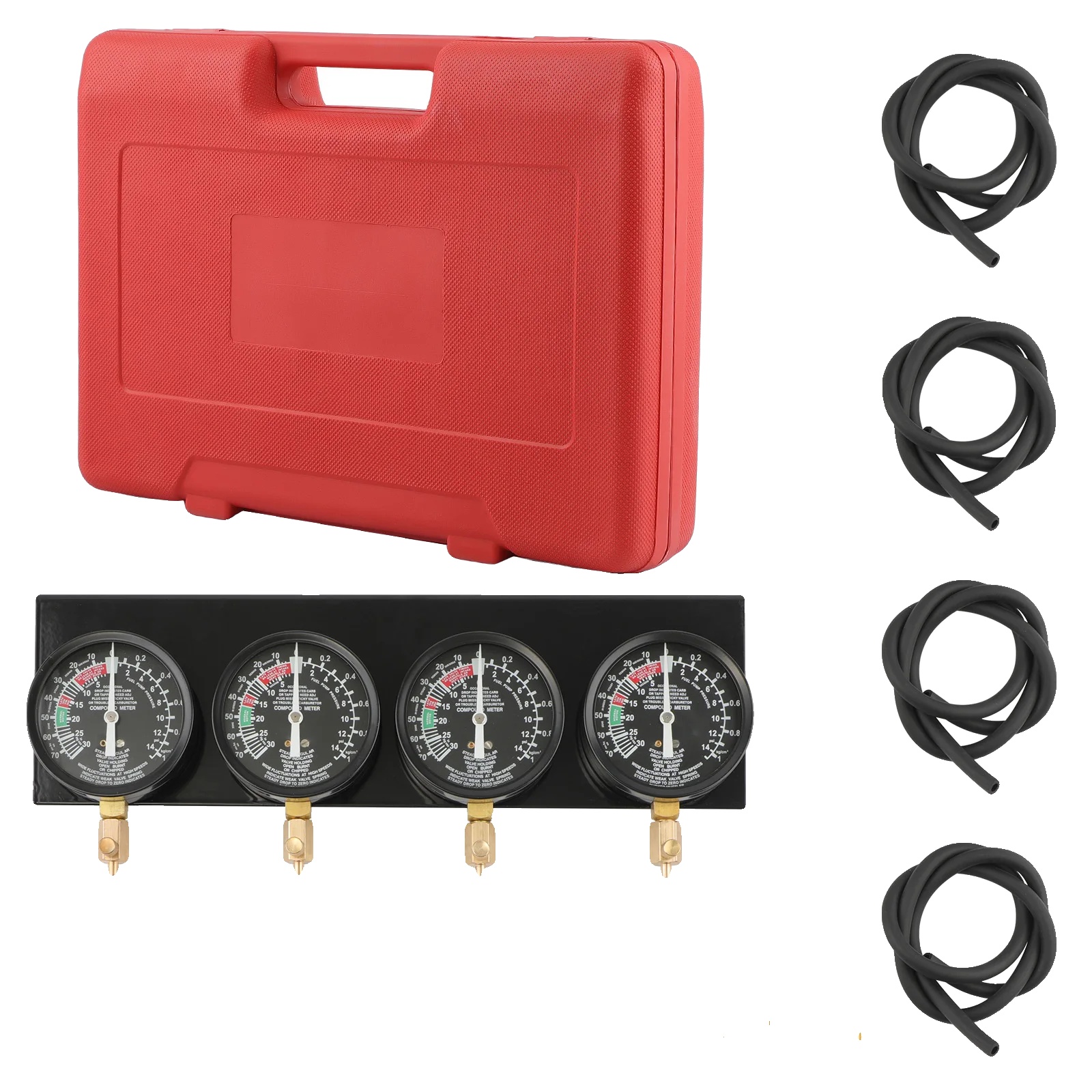 Vergaser-synchronisierungswerkzeug-set, 4 Messgeräte-setup, 30 Zoll Gummischlauch, Maximaldruck 1 Kg/cm², Kompatibel Mit Verschiedenen Modellen, 3,5