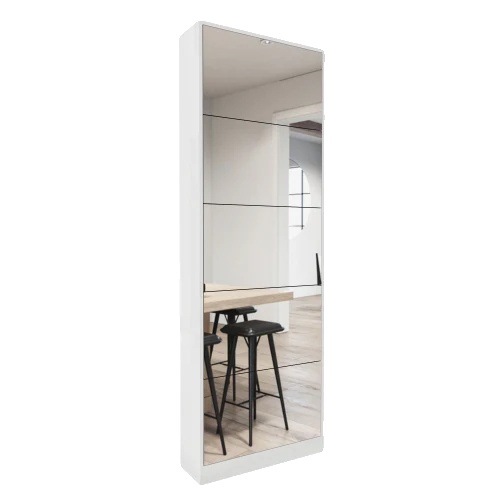 Schuhaufbewahrungsorganizer, Mdf-material, Höhe 185 Cm, 5 Klappschubladen, 3 Mm Spiegeldicke, Platzsparendes Design